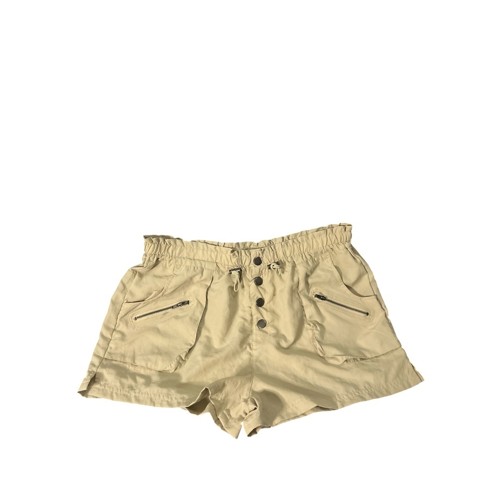 Angel Kiss Khaki Utility Shorts Paperbag Waist Button Front Hiking Womens Large
